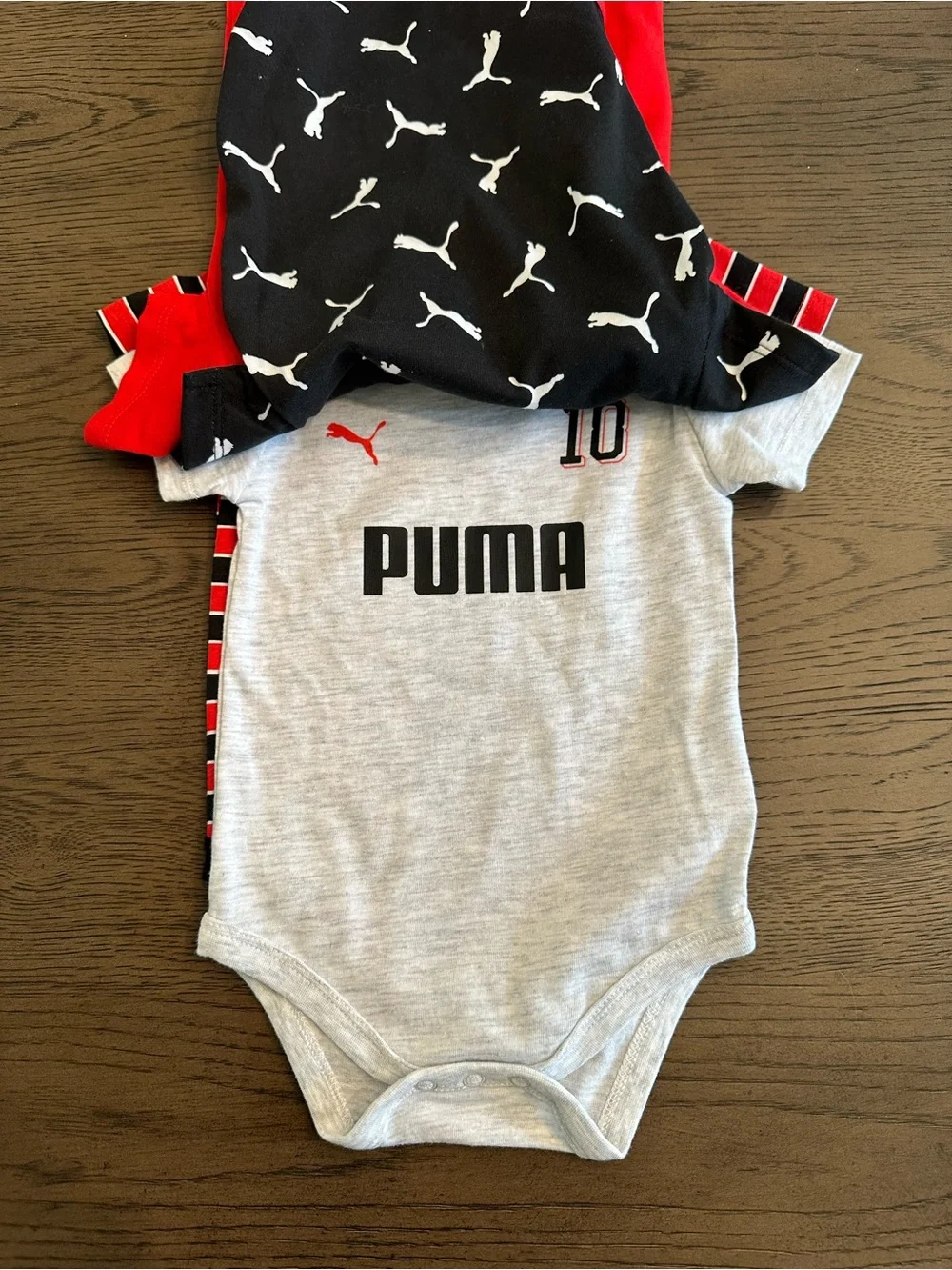 NWT Puma Red Multicolor Baby Bodysuit Set Sporty Baby Onesies Gift Baby Shower